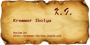 Kremmer Ibolya névjegykártya